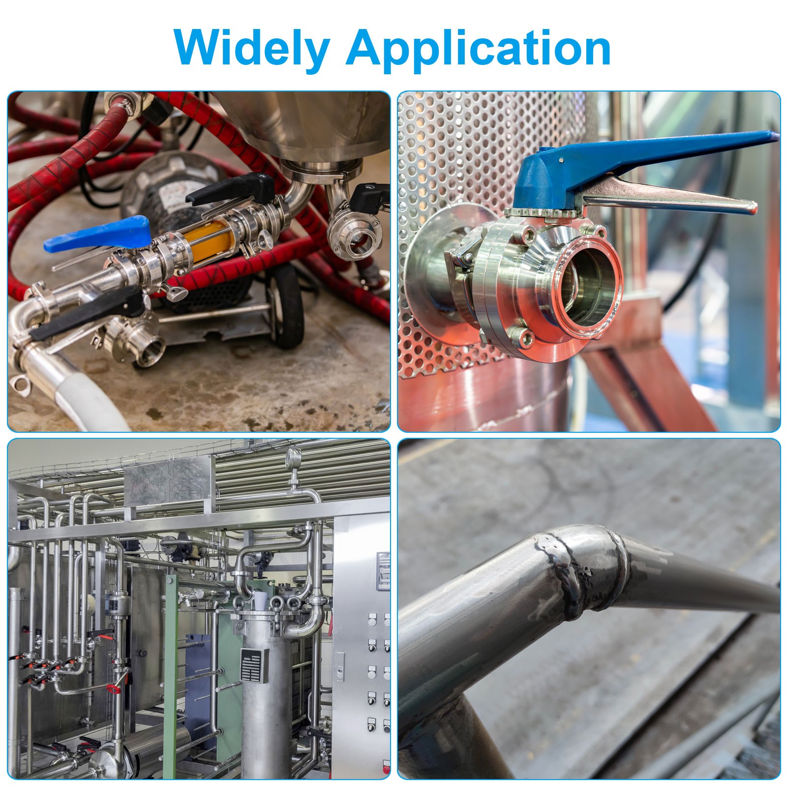 2 1/2 in OD Tri Clamps Tube, Spool Tube with 3 in Clamp Ends,300mm/11.81in