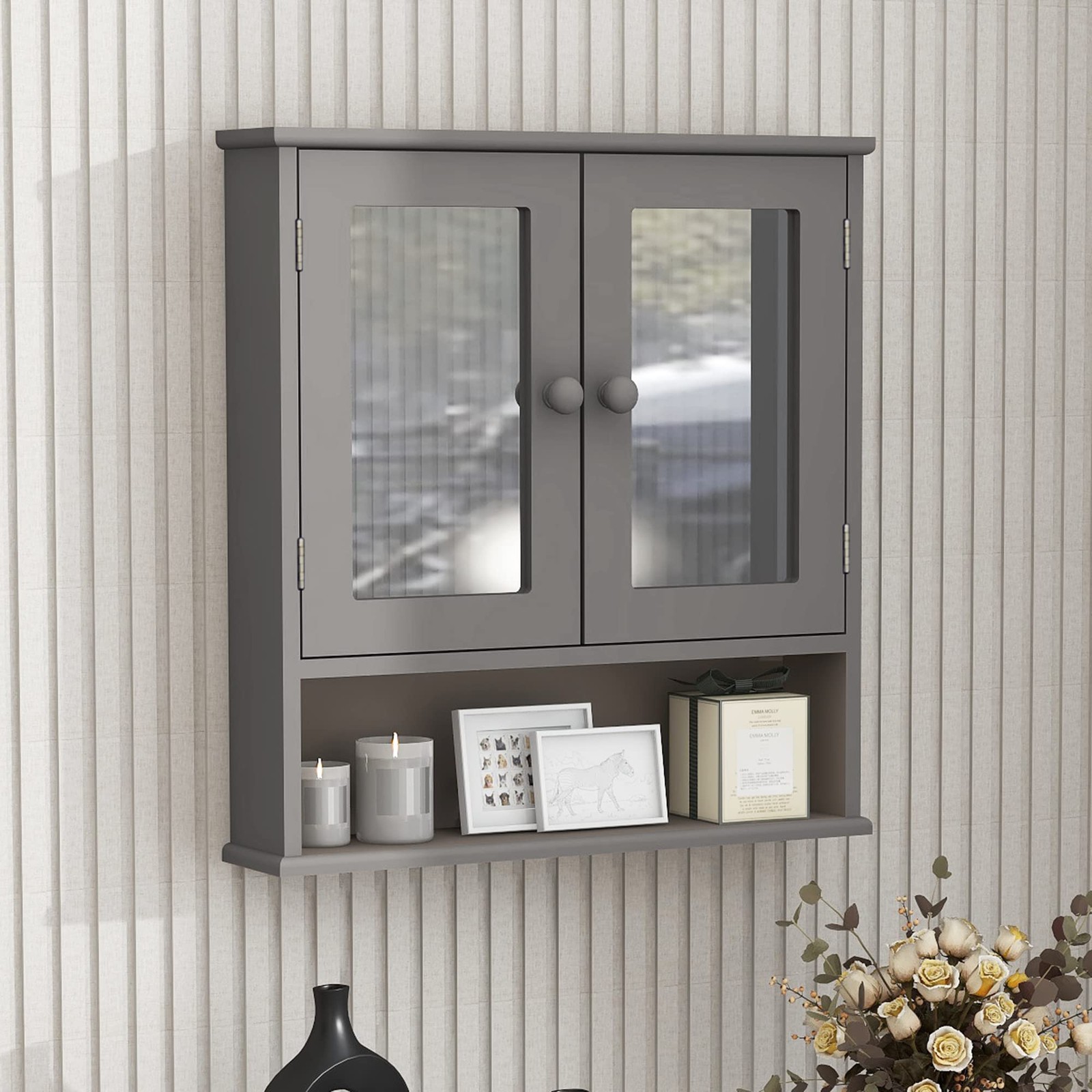 TaoHFE 20.1 inches (W) x 22.8 (H) x 5.1 (D), Grey With Mirror