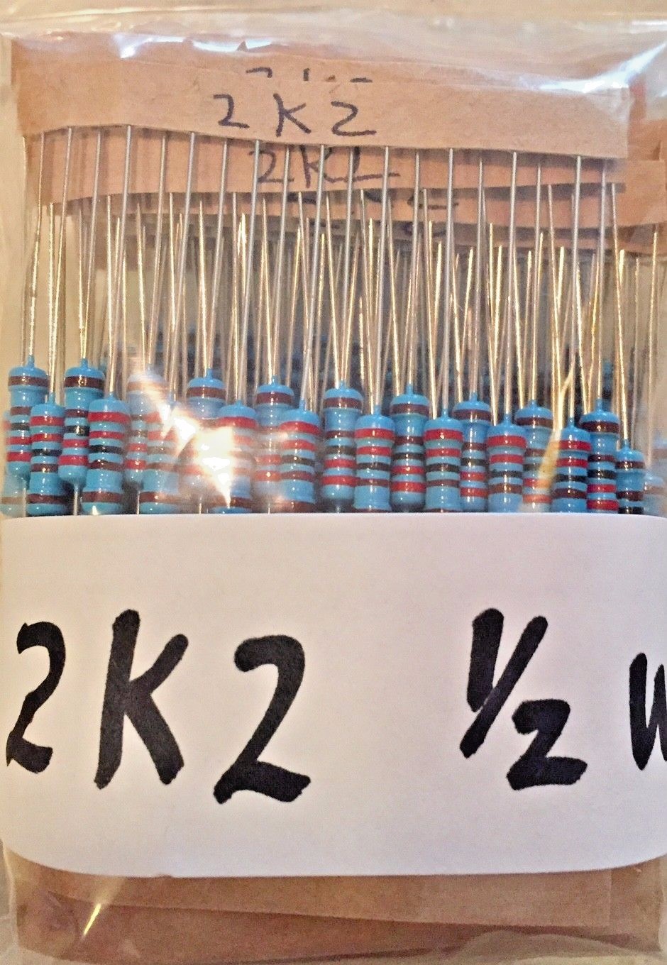 10 x 2.2K OHM 1/2 watt 1% metal film resistors 2K2 USA SELLER