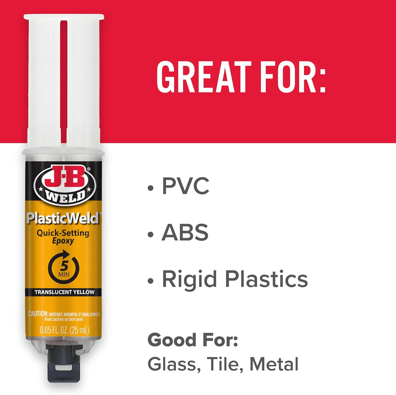 50132 Plasticweld Quick-Setting Epoxy Syringe – Translucent Yellow – 25 Ml