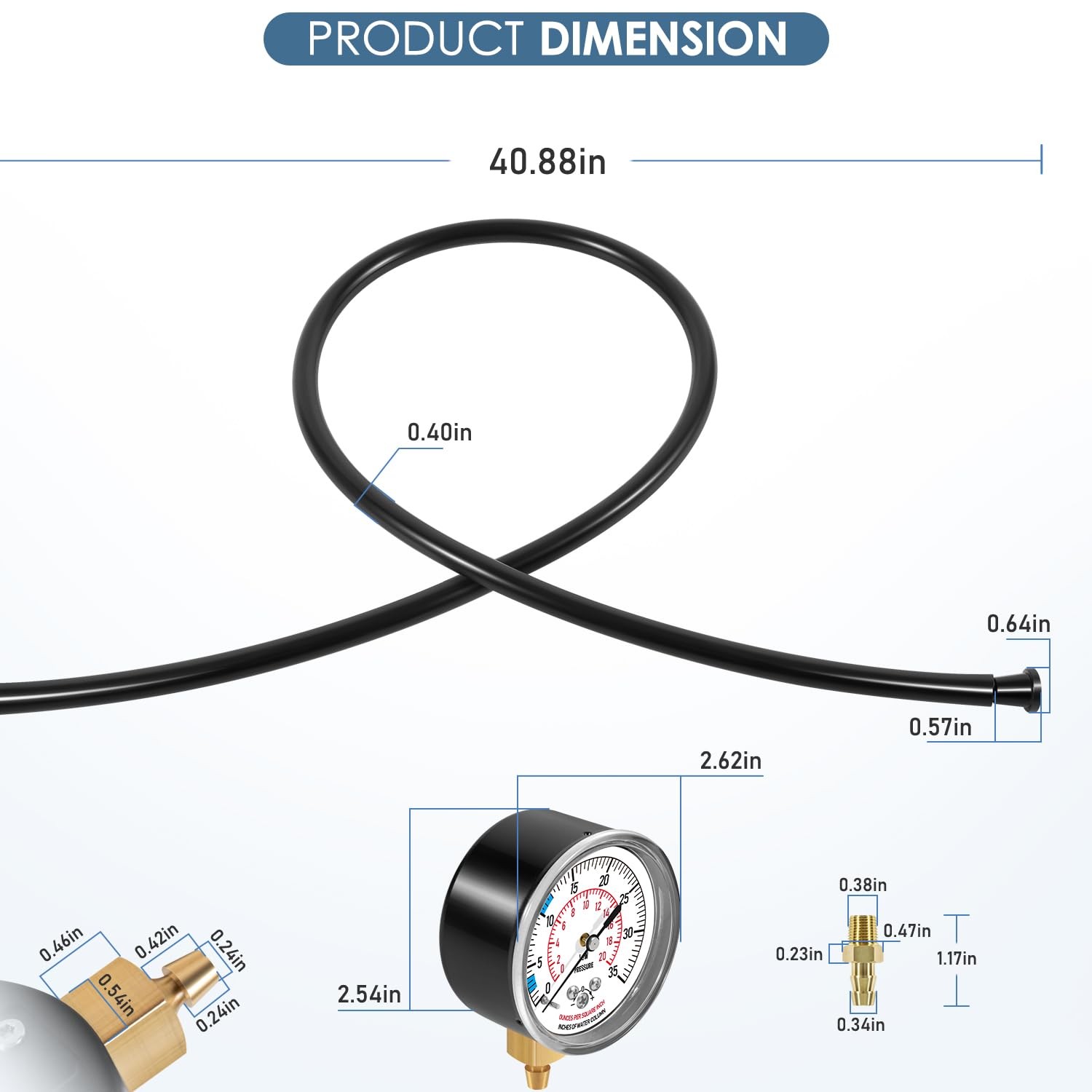 Manometer Gas Pressure Tester, Natural Gas or LP Gas Manifold Pressure Test Kit