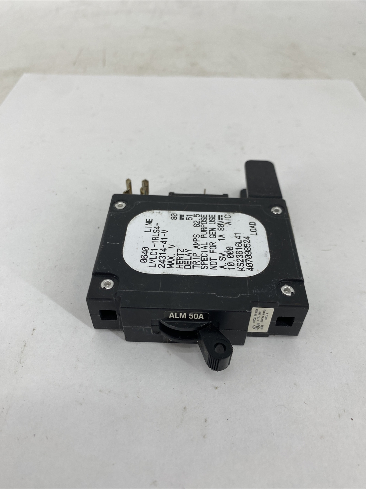 Airpax LMLC1-1RLS4-24314-41-V Circuit Breaker 1P 50A 80VDC Max Bullet Breaker