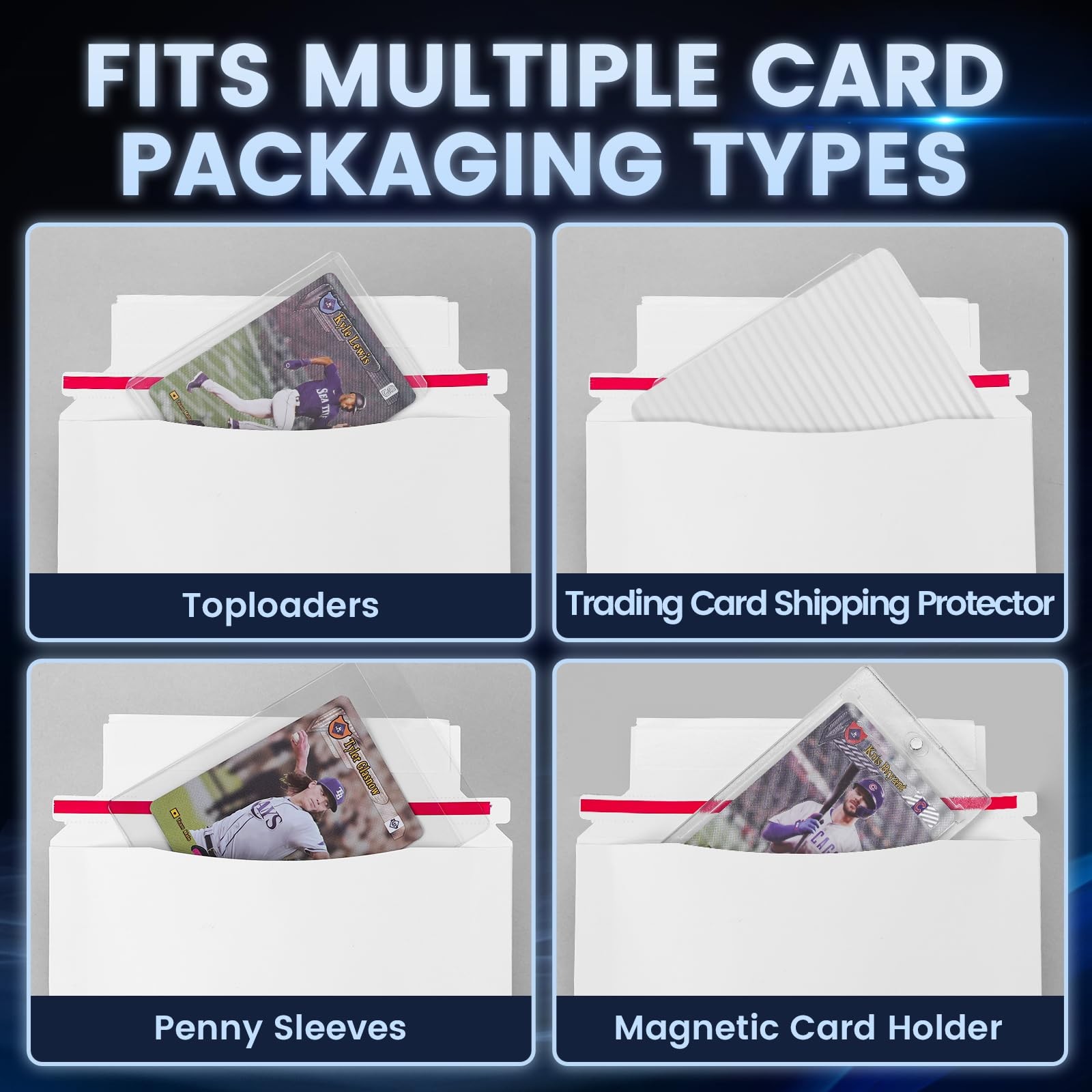 Mailer Trading Card Envelopes 180 Pack 7″ x 4.35″ Semi-Rigid Toploaders