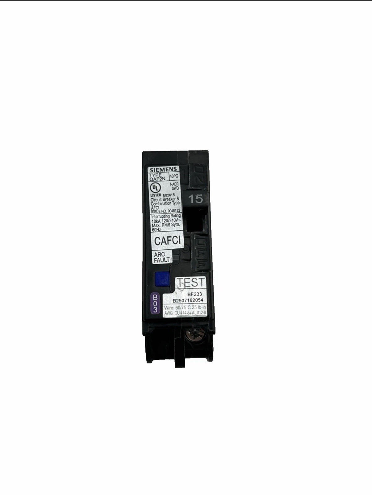 1 PC Siemens QA115AFCN 15A 1-Pole Plug-On Neutral Circuit Breaker