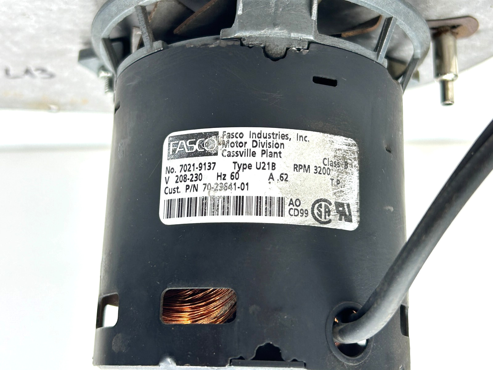 FASCO 7021-9137 230V Draft Inducer Blower Motor Rheem 70-23641-01 used #L13