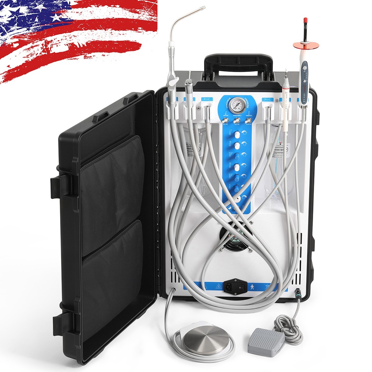 Dental Portable Delivery Unit Mobile System with Air Compressor Scaler/Tubing