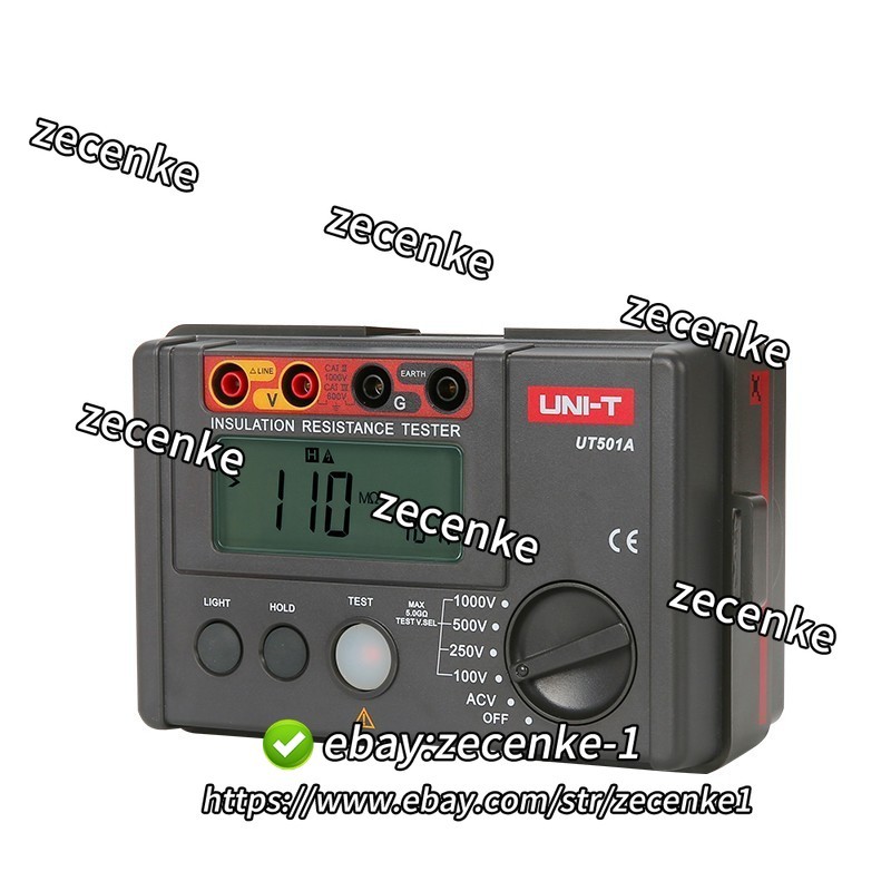 UNI-T Digital Megger Insulation Resistance Tester Voltmeter 100V-1KV 5GΩ UT501A