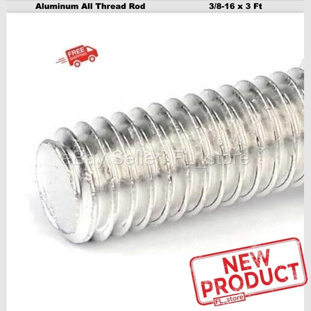 Aluminum All Thread Threaded Rod 3/8-16 x 3 Feet Length Grade T6061 36 in Long