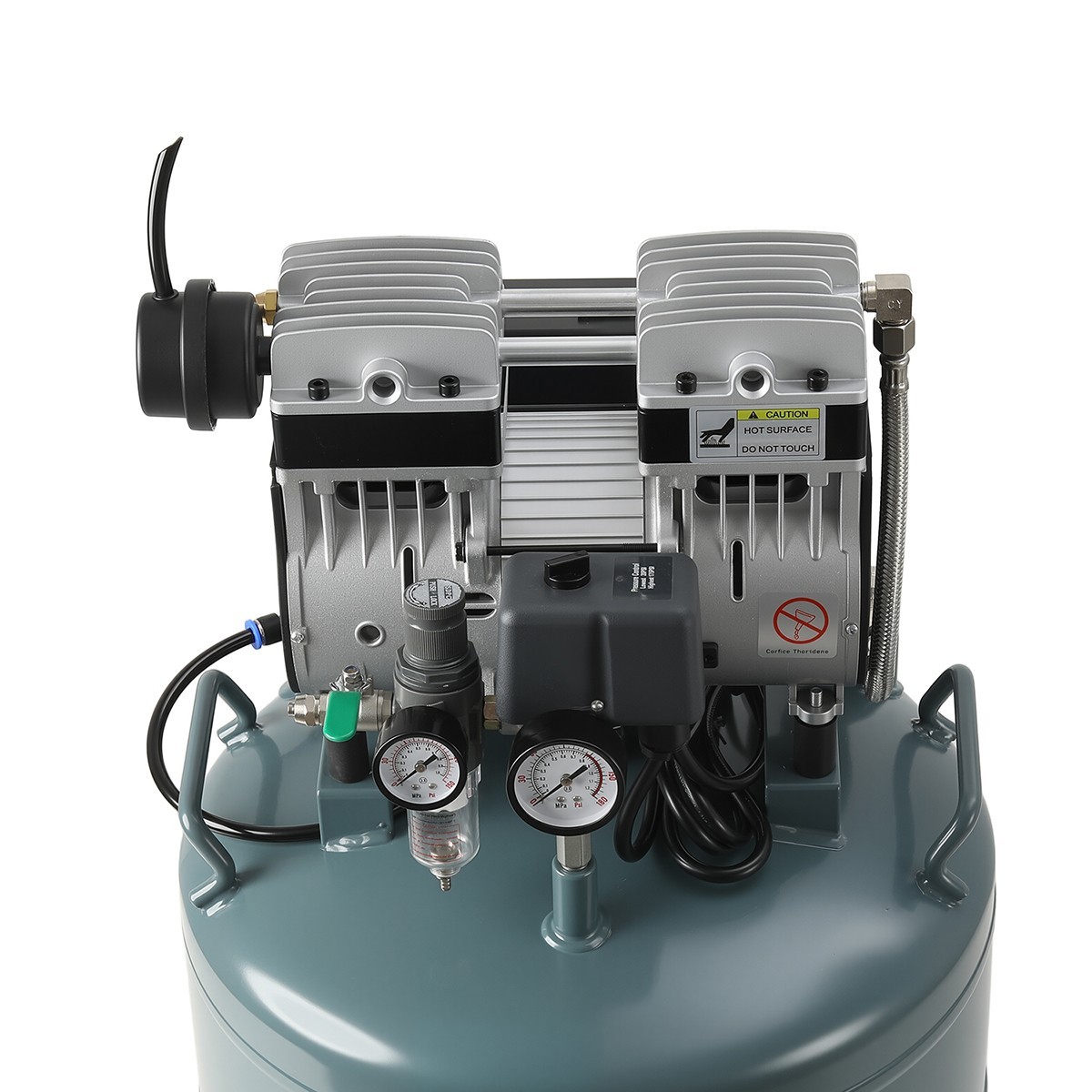 24L/40L Portable Dental Air Compressor Oil Free Silent Air Tank DUAL-Pressure