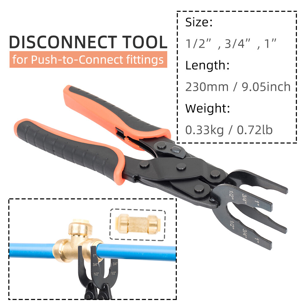Disconnect Tong Tool for Push to Connect 1/2» 3/4» 1» Fittings Removal Tool