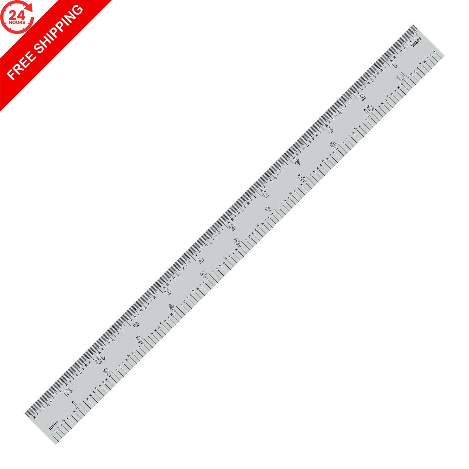 PEC Tools 12″/300mm Rigid Metal Ruler, High-Quality Machinist 12″,