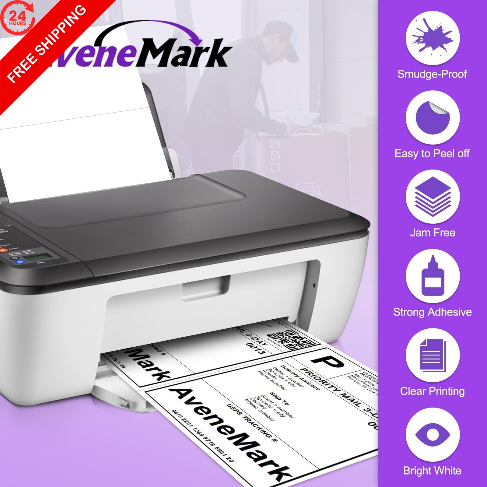200 Half Sheet Shipping Labels 8.5×5.5 Inch 100 8-1/2″×5-1/2″ | 2-up, White