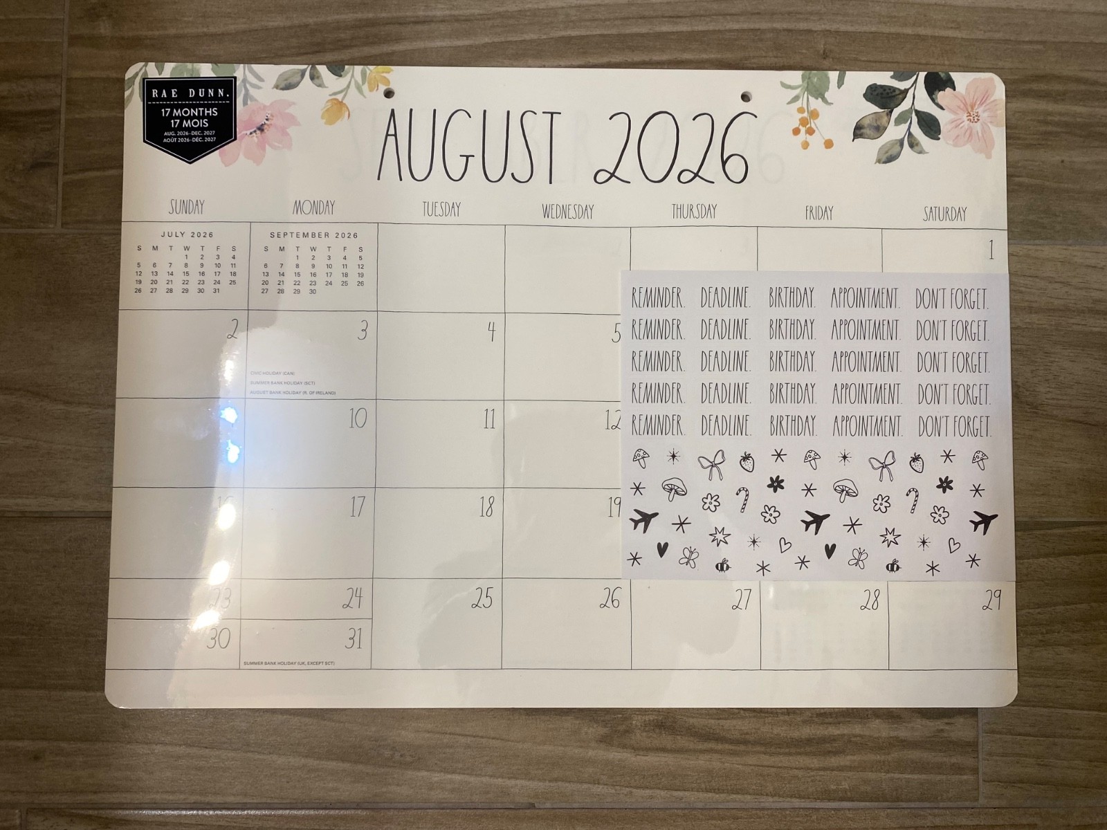 Rae Dunn ❤️2027 17-Month Desk Blotter Calendar/Planner “Flower” New