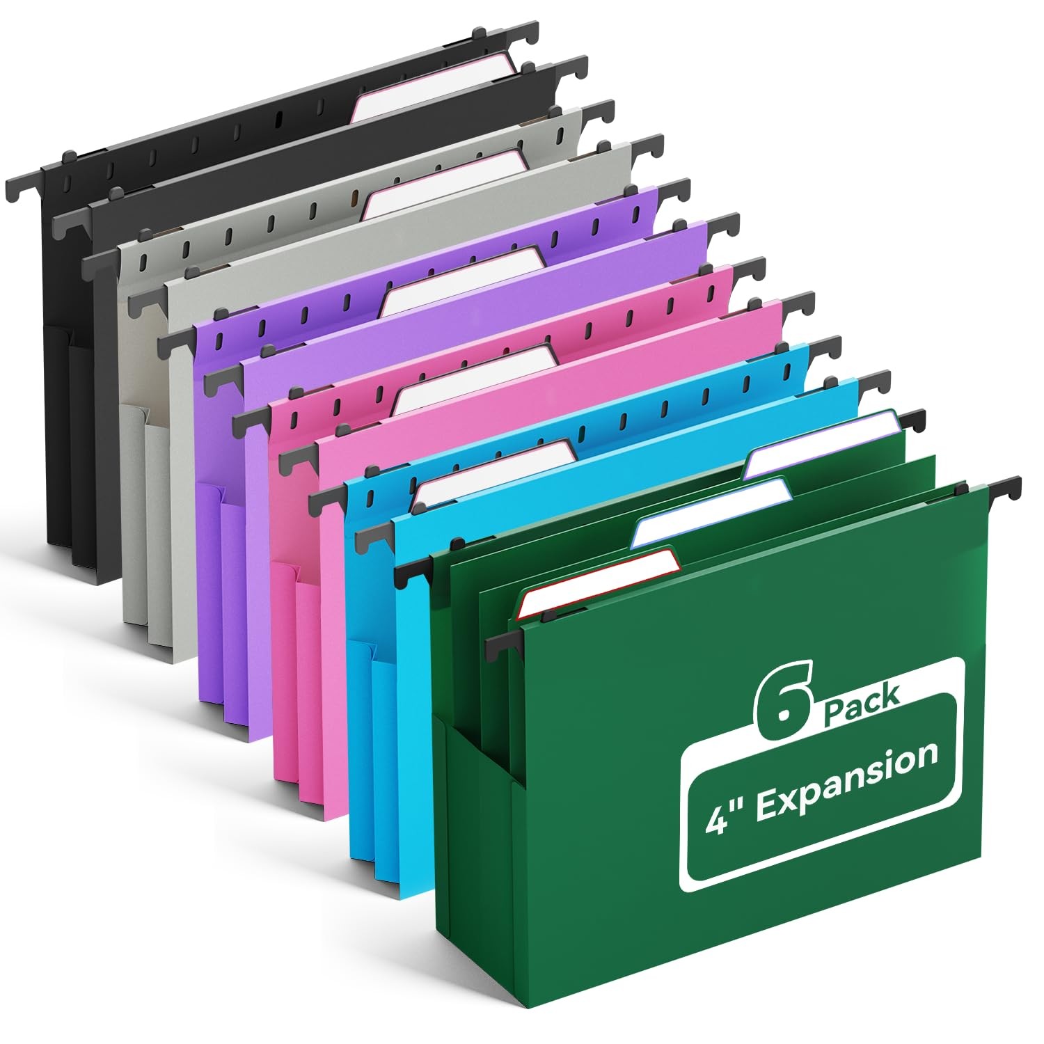 Plastic Hanging File Folders Letter Size, Expandable 4 Inch File Folders with…