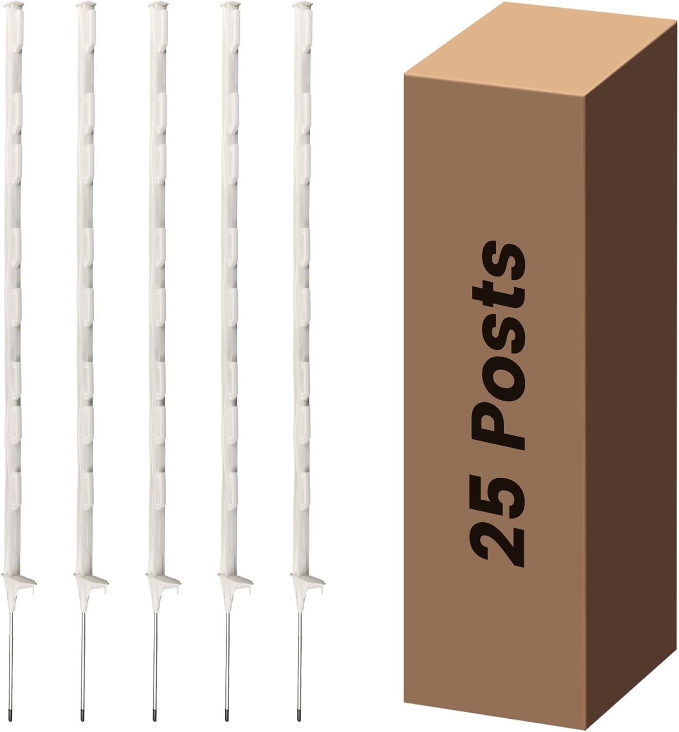 25 Pack Electric Fence Posts, 48 inch Step in Fence Post, Temporary Plastic F…