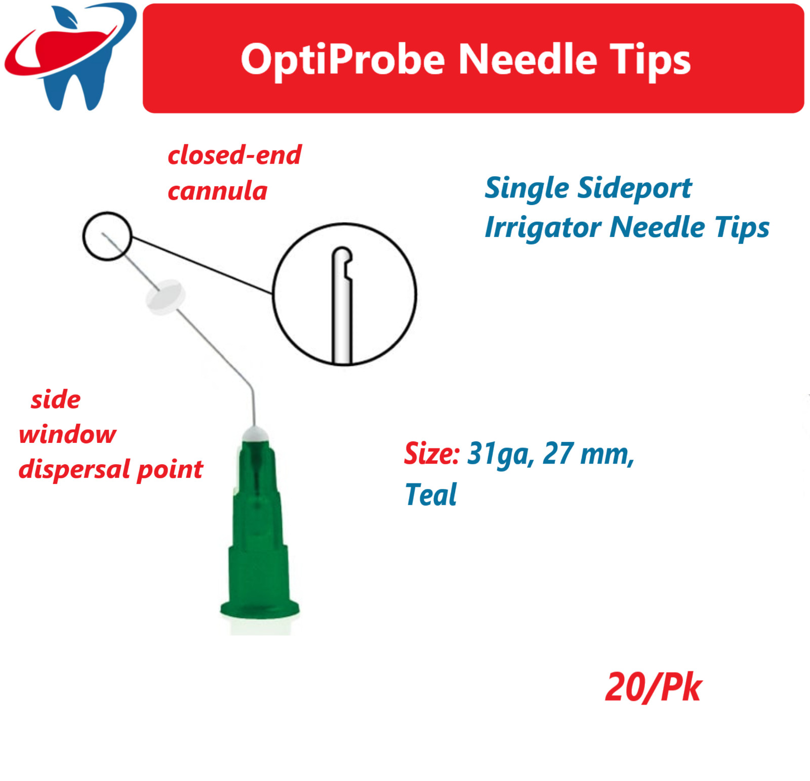 Pac-Dent OptiProbe Irrigator Needle Tips, Double & Single Sideport
