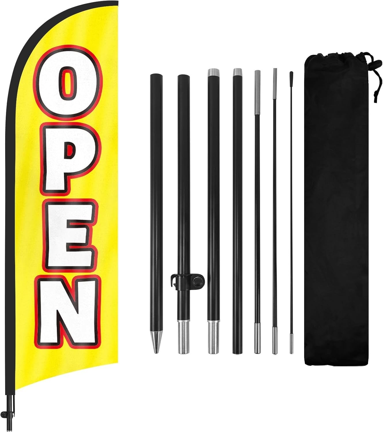 Open Feather Flag with Pole and Ground Stake, 8FT Swooper Advertising Banner …