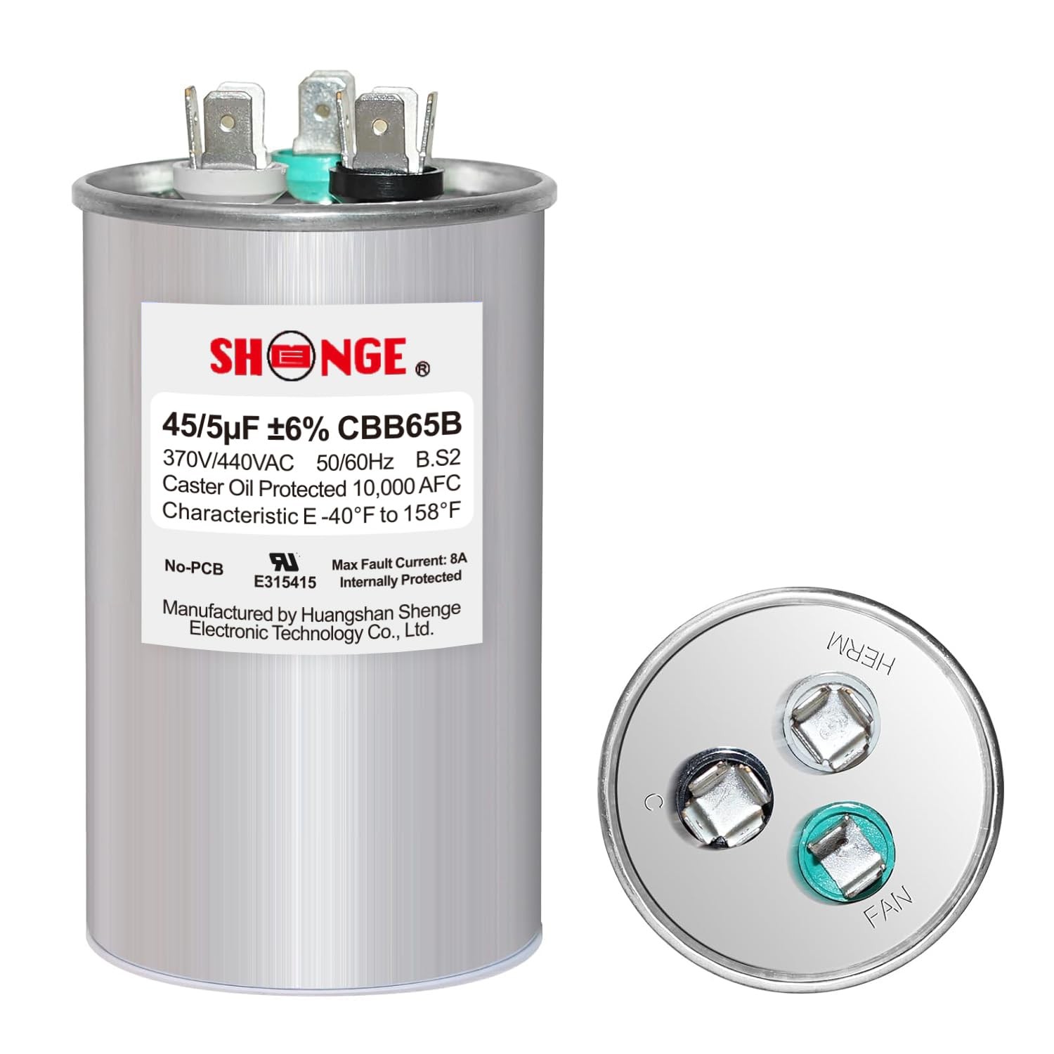 45+5uF 45/5 MFD ±6% 370V/440V CBB65B AC Capacitor, Dual Run Round Capacitor…