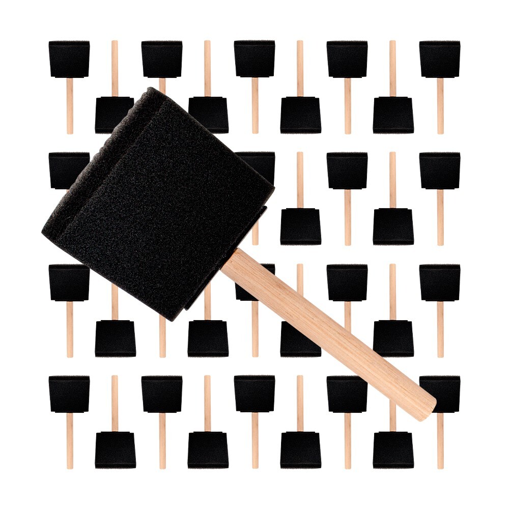 36Count – 3″ Disposable Poly Foam Brushes for All Paints, Stains, Varnish & Glue