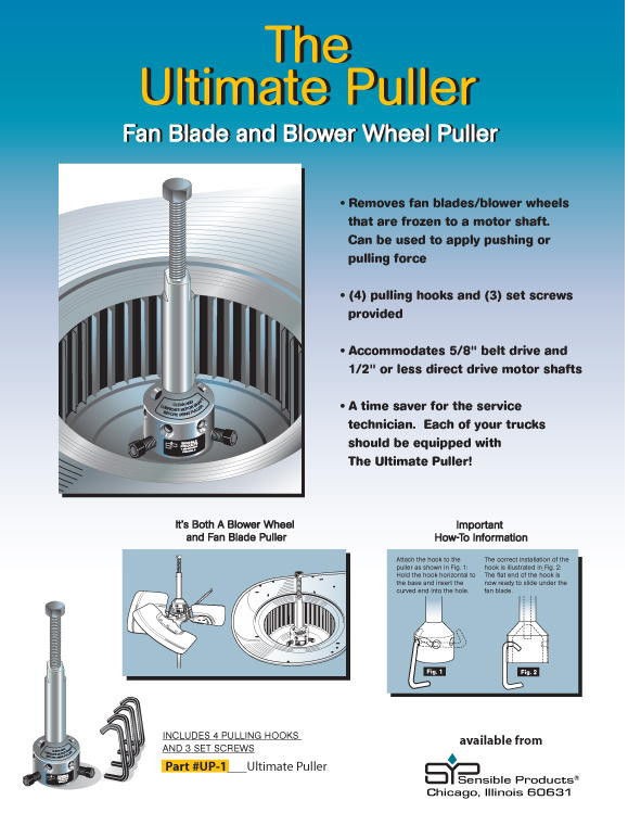 UP1 Ultimate Fan Blade Hub and Blower Wheel Puller Remover Sensible Products
