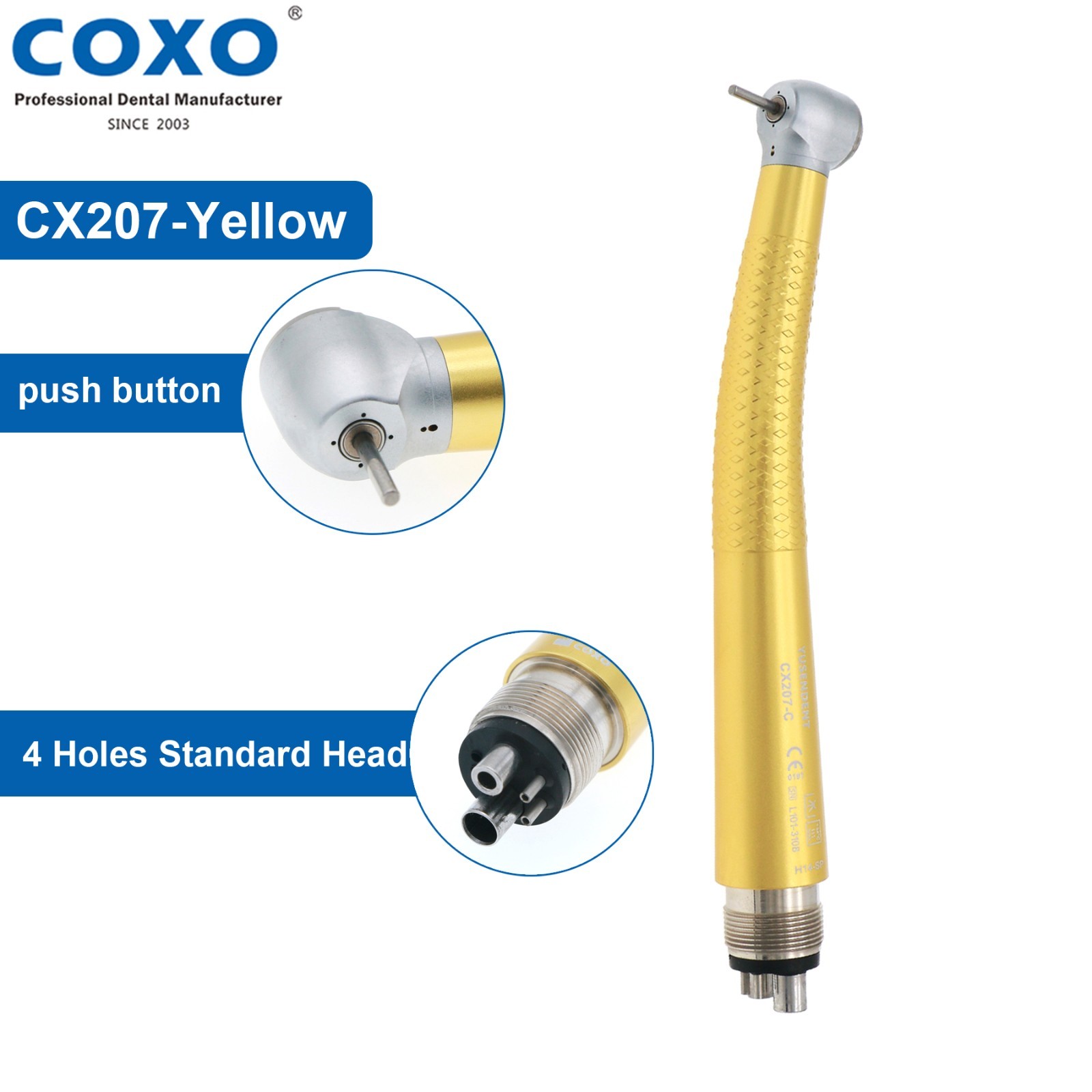US COXO CX207-C High Speed Air Turbine Handpiece 4 Hole Colorful Anti-retraction