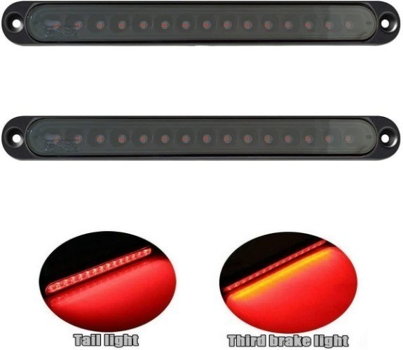 2PCS 10″ 15 LED Red Trailer Light Bar for Park Stop Turn signals Tail Brake Ligh