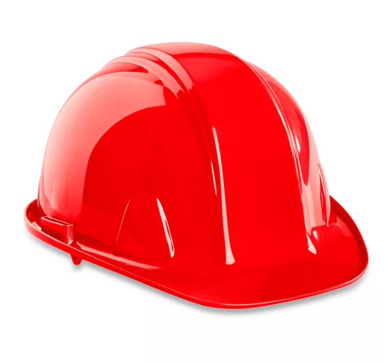 Lightweight high-density polyethylene 4-point ratchet hard hat – red
