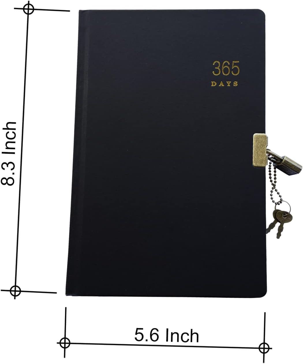 Blank Journal Notebook with Lock and Keys for Women, Men, Writing | 365 Pages, 1