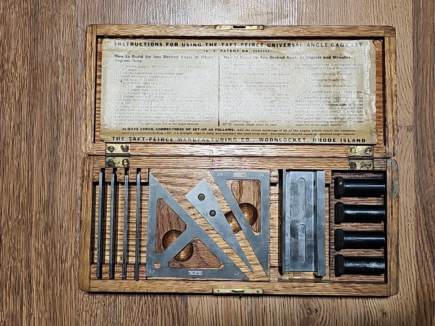 Taft Peirce Universal Angle Gage Set Vintage set complete 1938 Quick Shipping