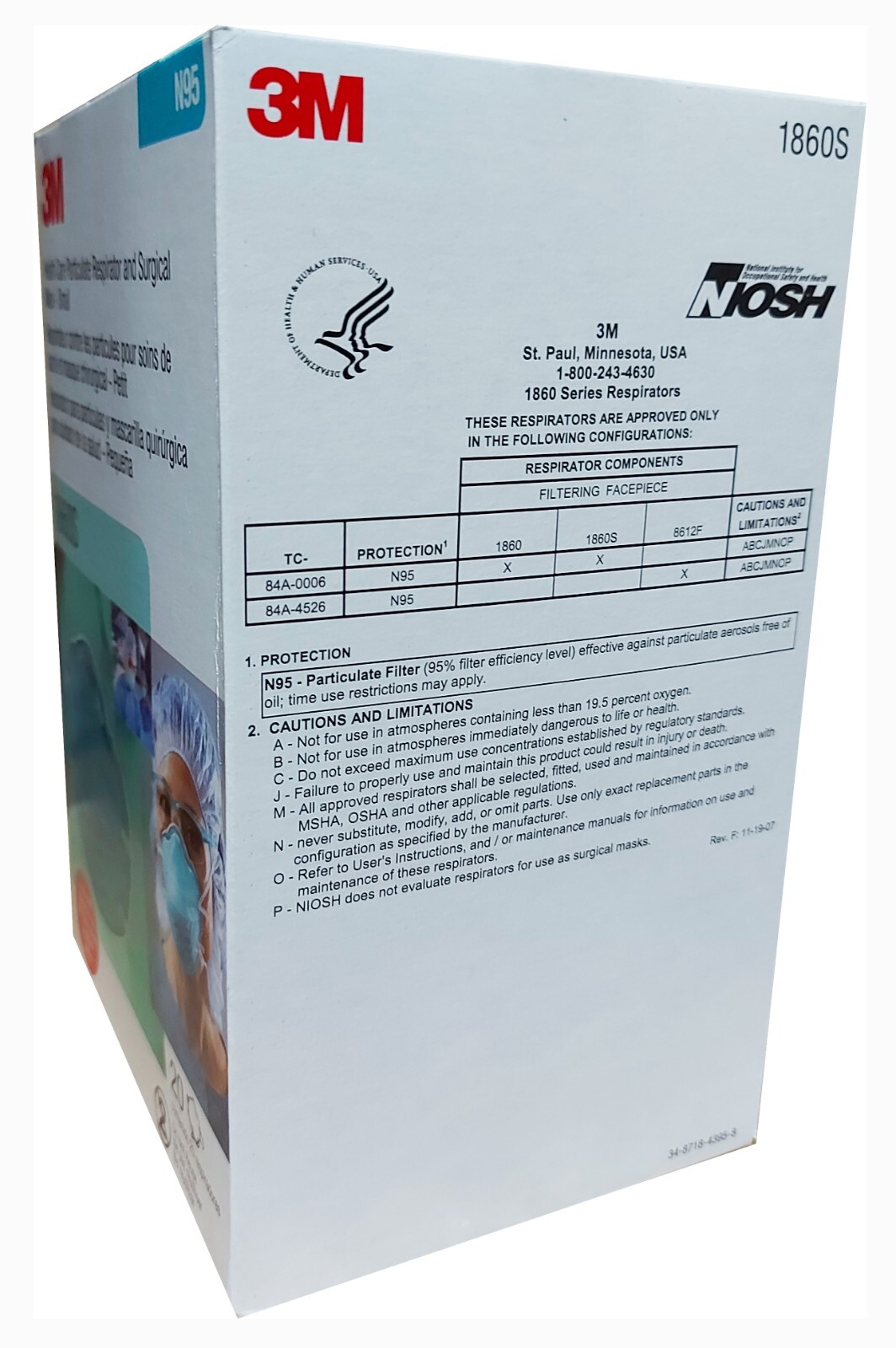 3M™ NIOSH Respirator & Surgical Mask Exp2027, 20/Bx (Child) 1860s N95 Authentic