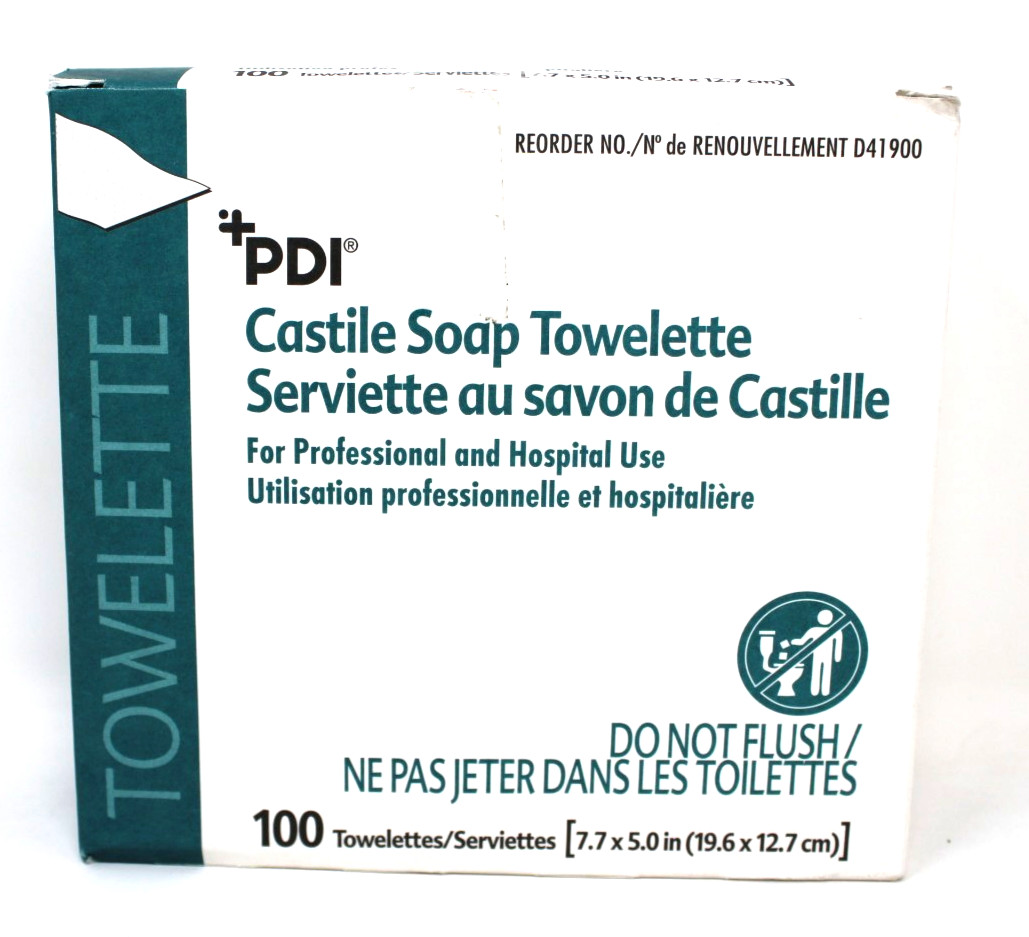 PDI D41900 Castile Soap Towelette 7.7″ x 5″ – 100/BX