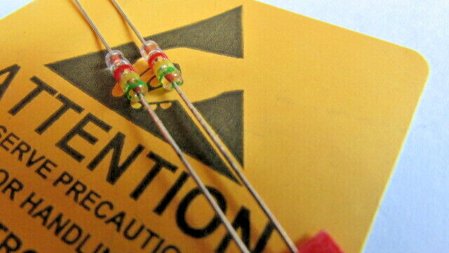 1N542 Vintage ITT Gold Bonded Color Coded Germanium Glass Diodes (2pcs) NOS USA