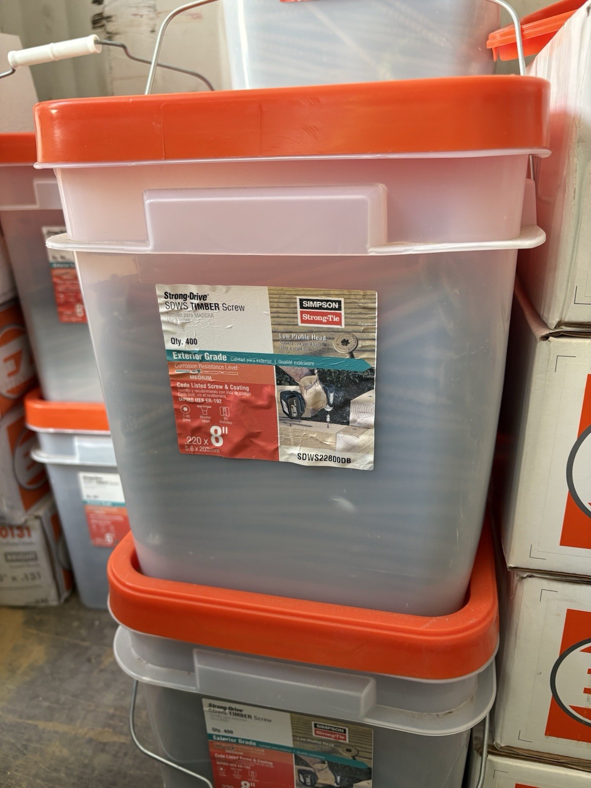 Simpson Strong-Tie SDWS22800DB-R50 Timber Screw 8 in, 400 count.