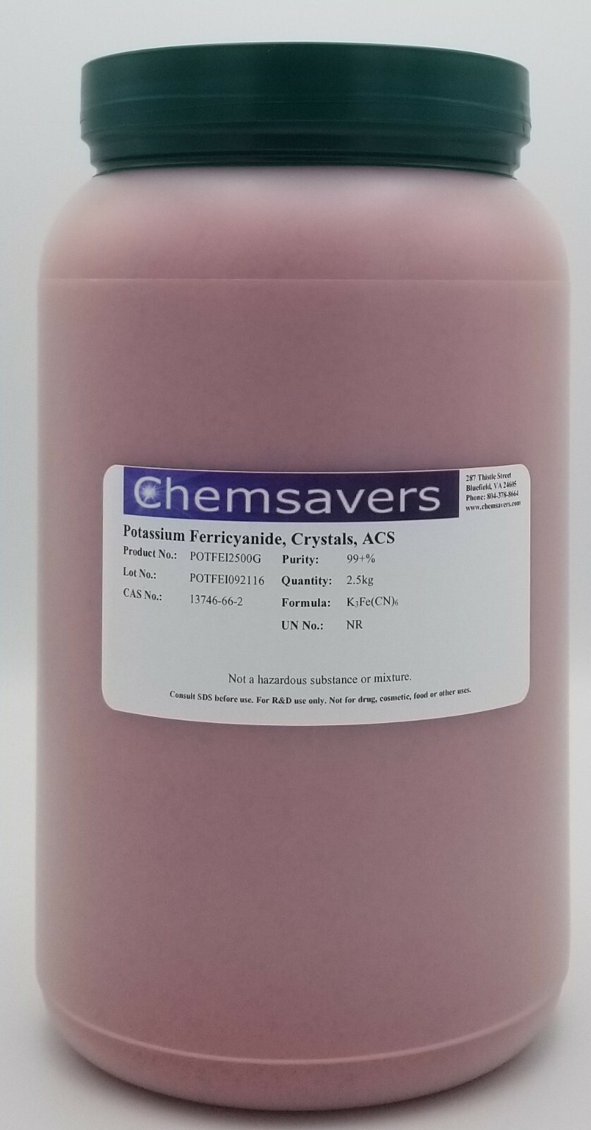 Potassium Ferricyanide, Crystals, ACS, 99+%, 2.5kg