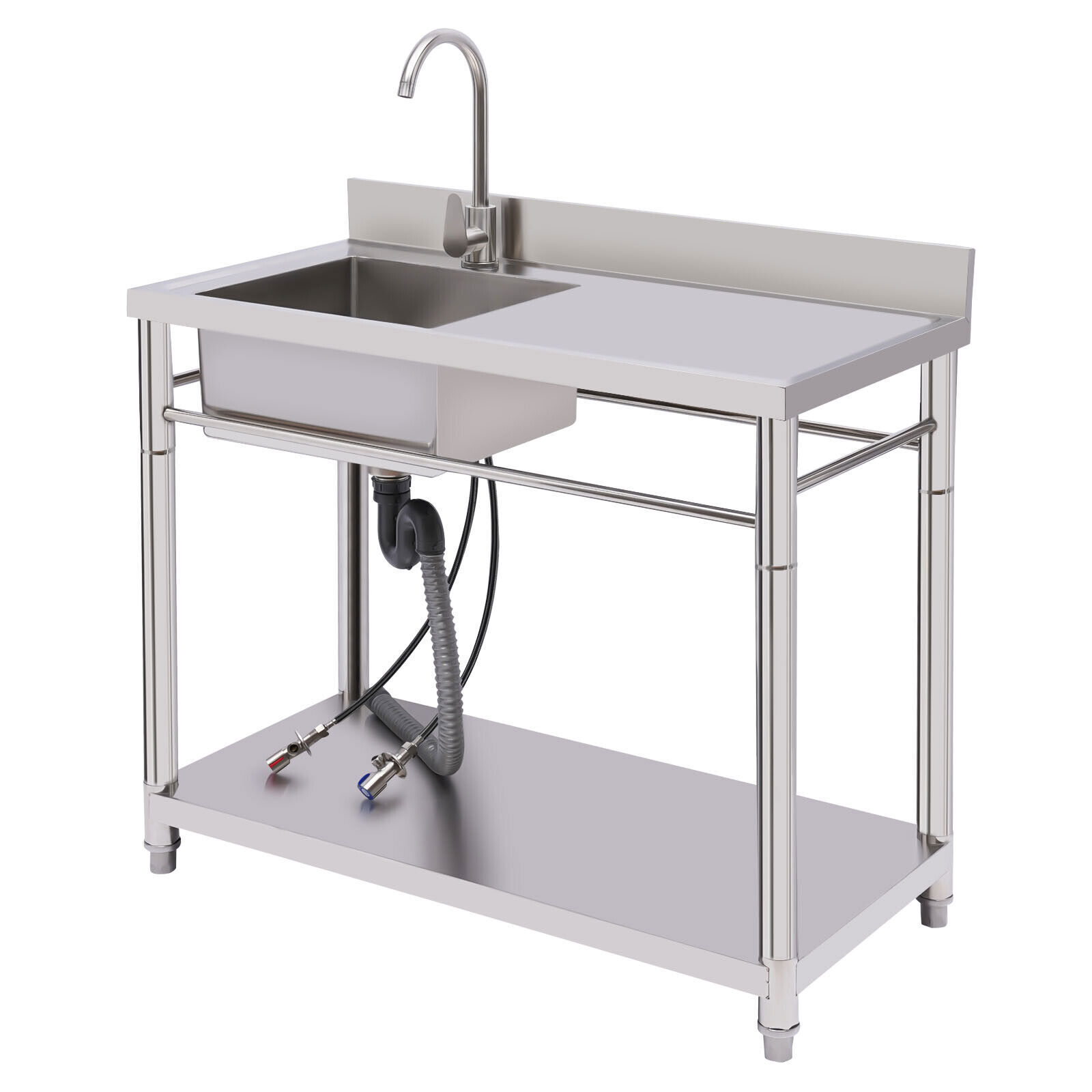 1 Compartment Sink Kitchen Stainless Steel Utility Sink Prep Table Commercial