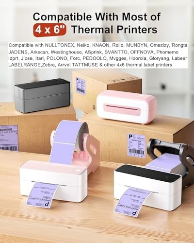 Phomemo 4×6 Thermal Labels for Shipping Label Printer – 500PCS Purple Mailing…