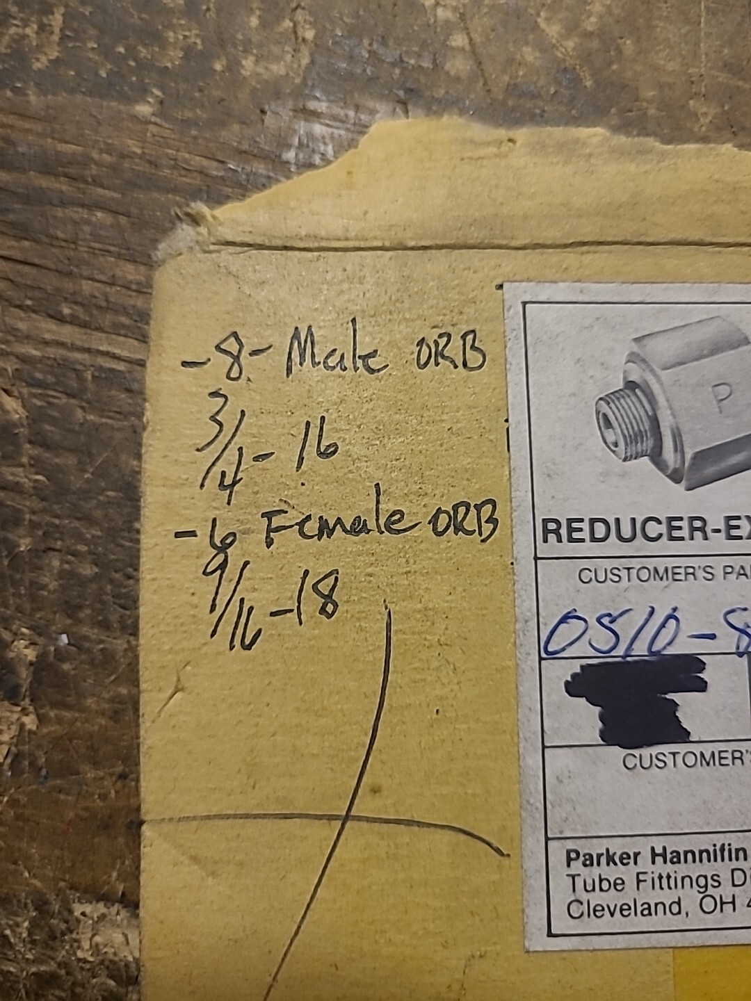 (5) PARKER ORB REDUCERS.. 8-6.. F50G5-STEEL..MALE-3/4-16….FEMALE-9/16-18…NOS