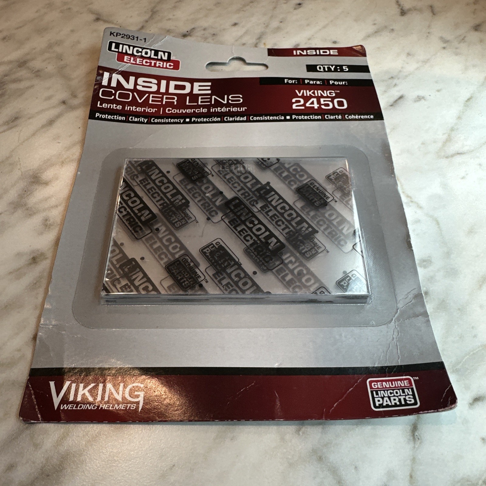 Lincoln Electric KP2931-1, 3.9X2.6X.04, Welding Helmet Cover Plate Clear -5 Pack