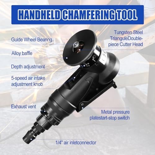 Handheld Pneumatic Chamfering Tool – Mini Air-Powered Metal Wood Beveling Machin