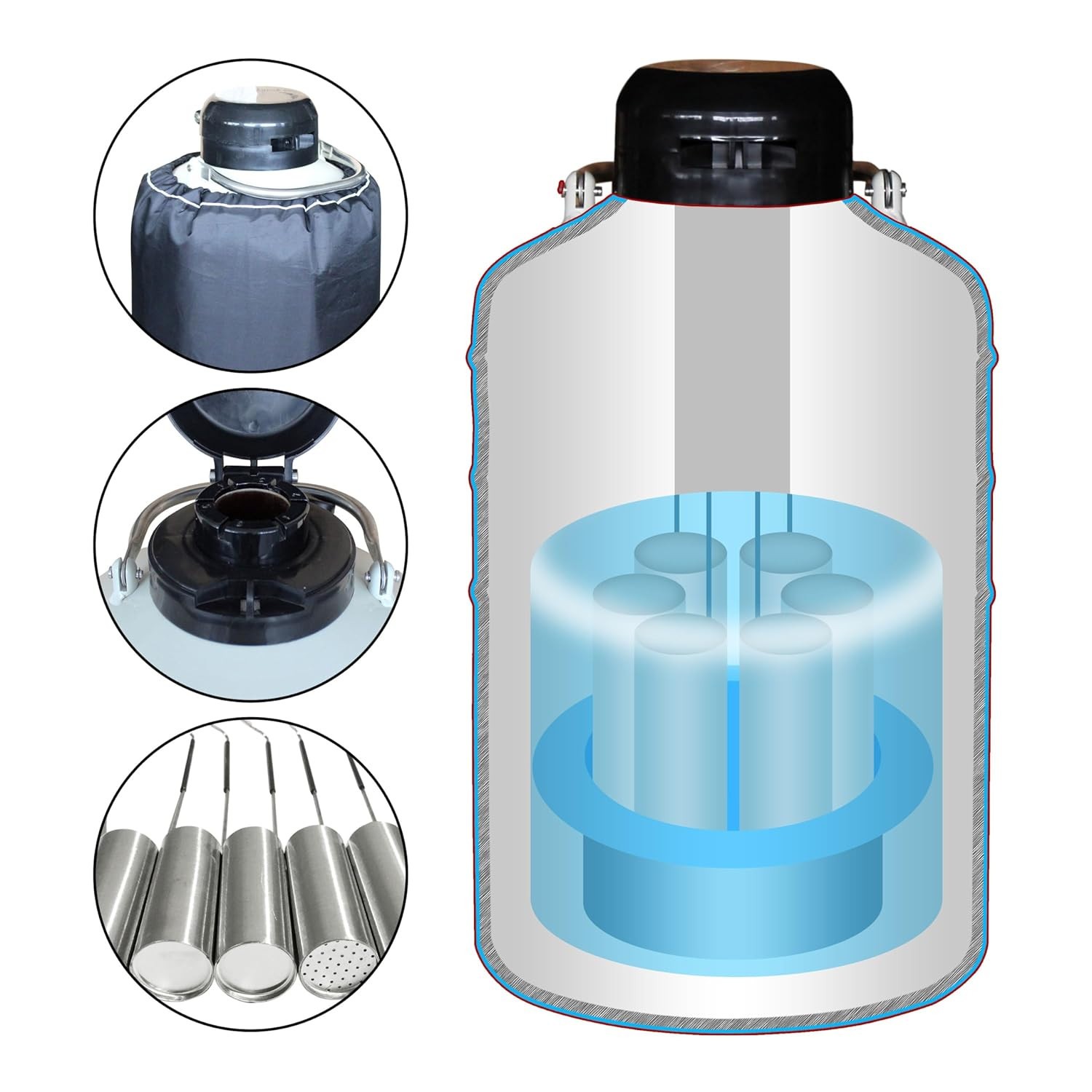 Liquid Nitrogen Tank Aluminum Alloy Cryogenic Container LN2 Dewar