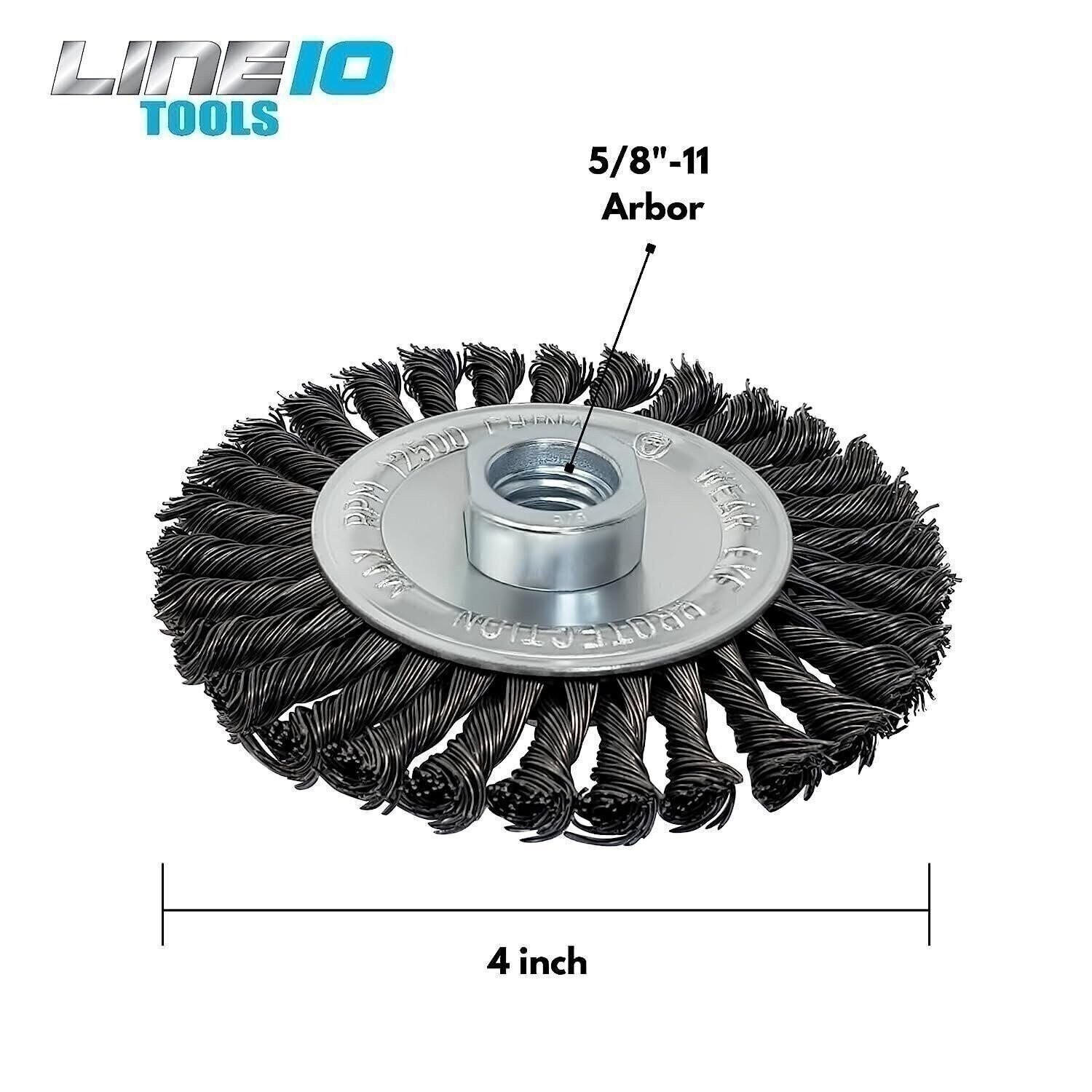 LINE10 Tools 4pk 4-Inch Knotted Circular Wire Wheel Brush for Angle Grinder,…