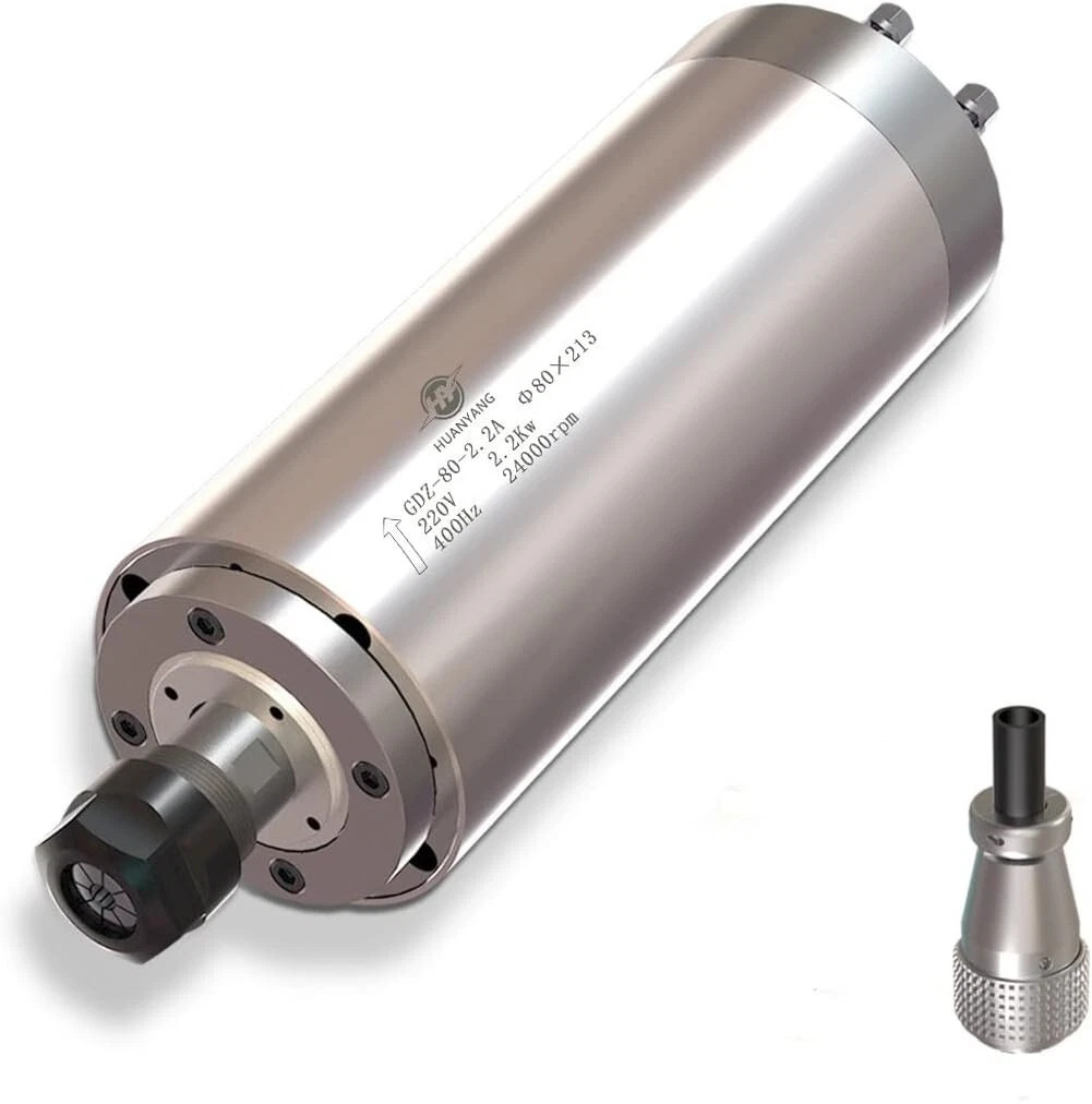 Spindle Motor 220V 2.2 KW 24000RPM Φ80mm 4 Bearings Water Cooling ER20