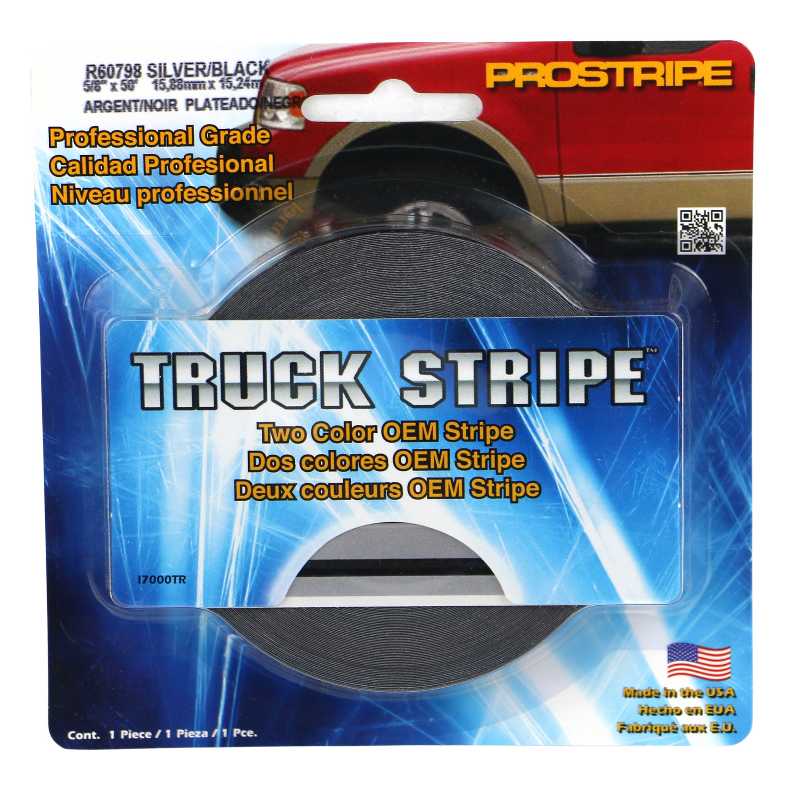 Sharpline Truck Break Pinstriping Tape: 5/8 in. x 50 ft. Silver Met. / Black Met