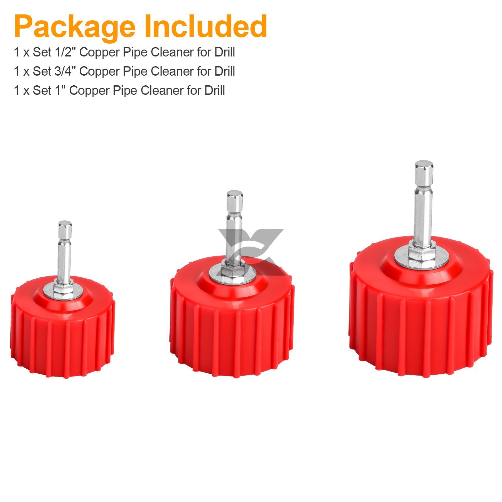 Copper Pipe Cleaner Set for Drill 1/2″ 3/4″ 1″ Bore Brush Kit Plumbing HVAC Tool