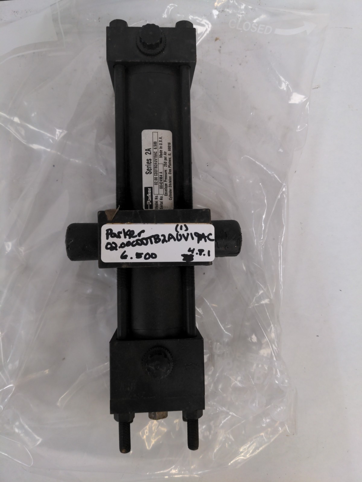 PARKER SERIES 2A PNEUMATIC CYLINDER 02.00 CDDTB2AUV19AC 6.500