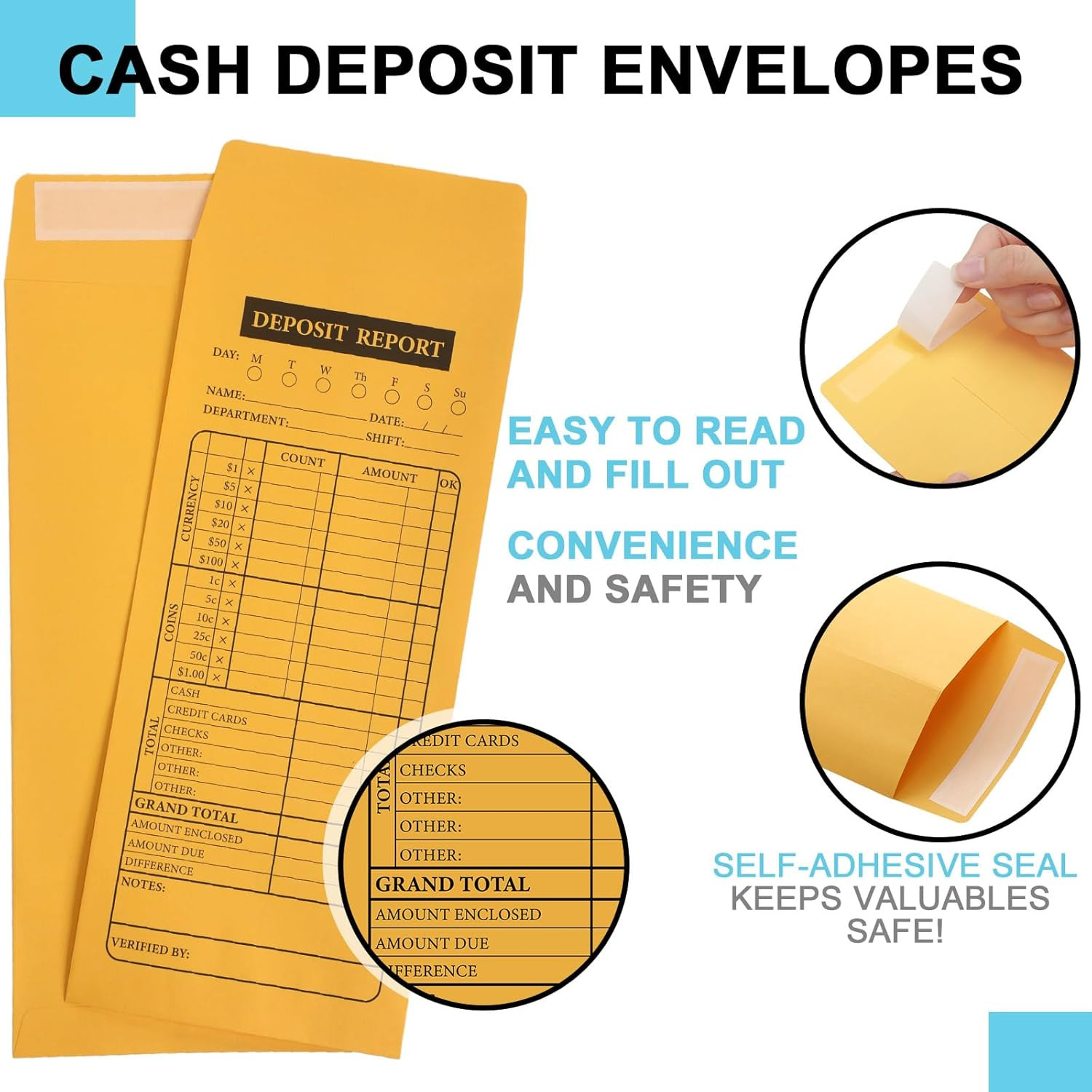 Bulk 1000 Cash Drop Envelopes for Budgeting & Small Business – Yellow Kraft