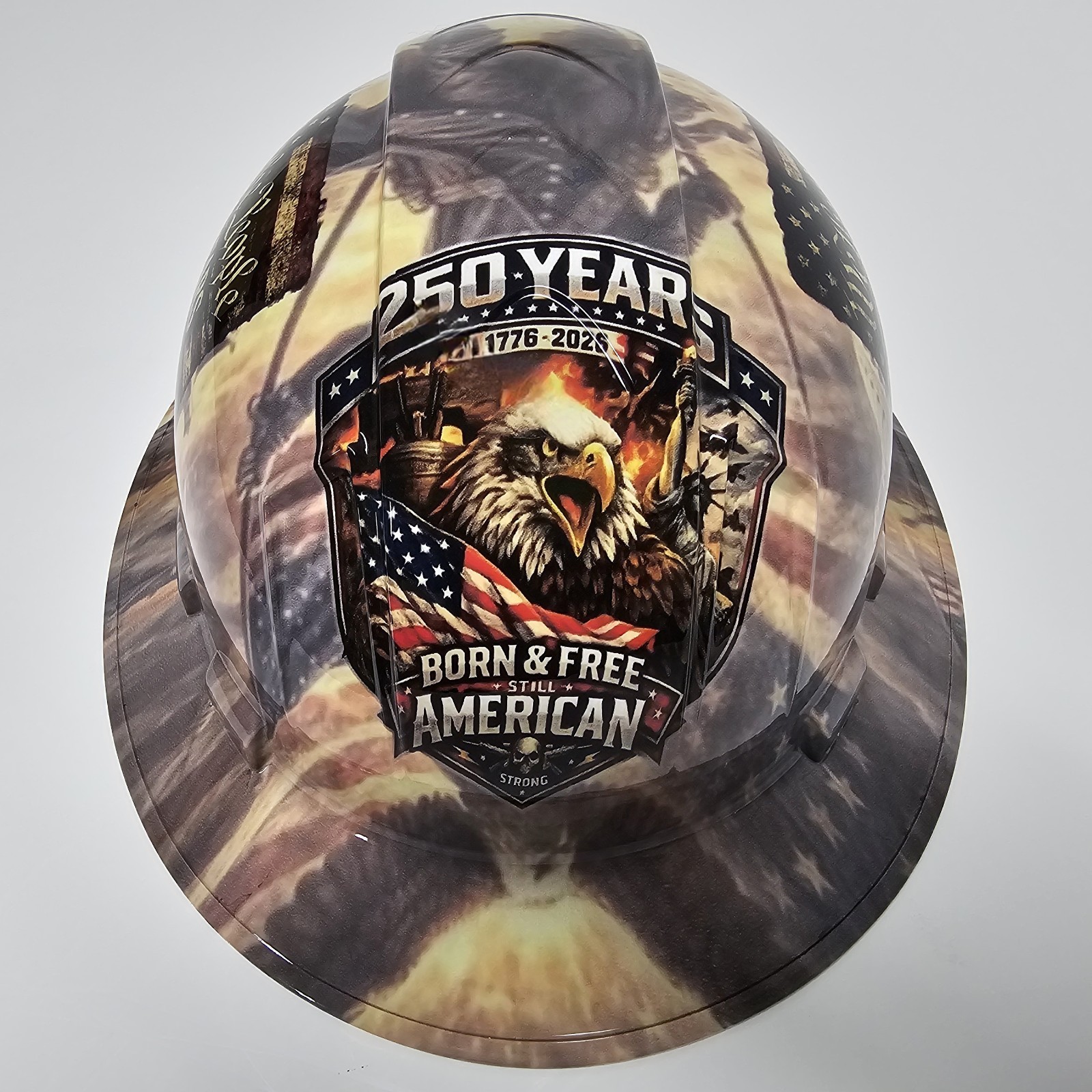 full brim hard hat custom hydro dipped IN AMERICA 250 YEARS ONE NATION STRONG