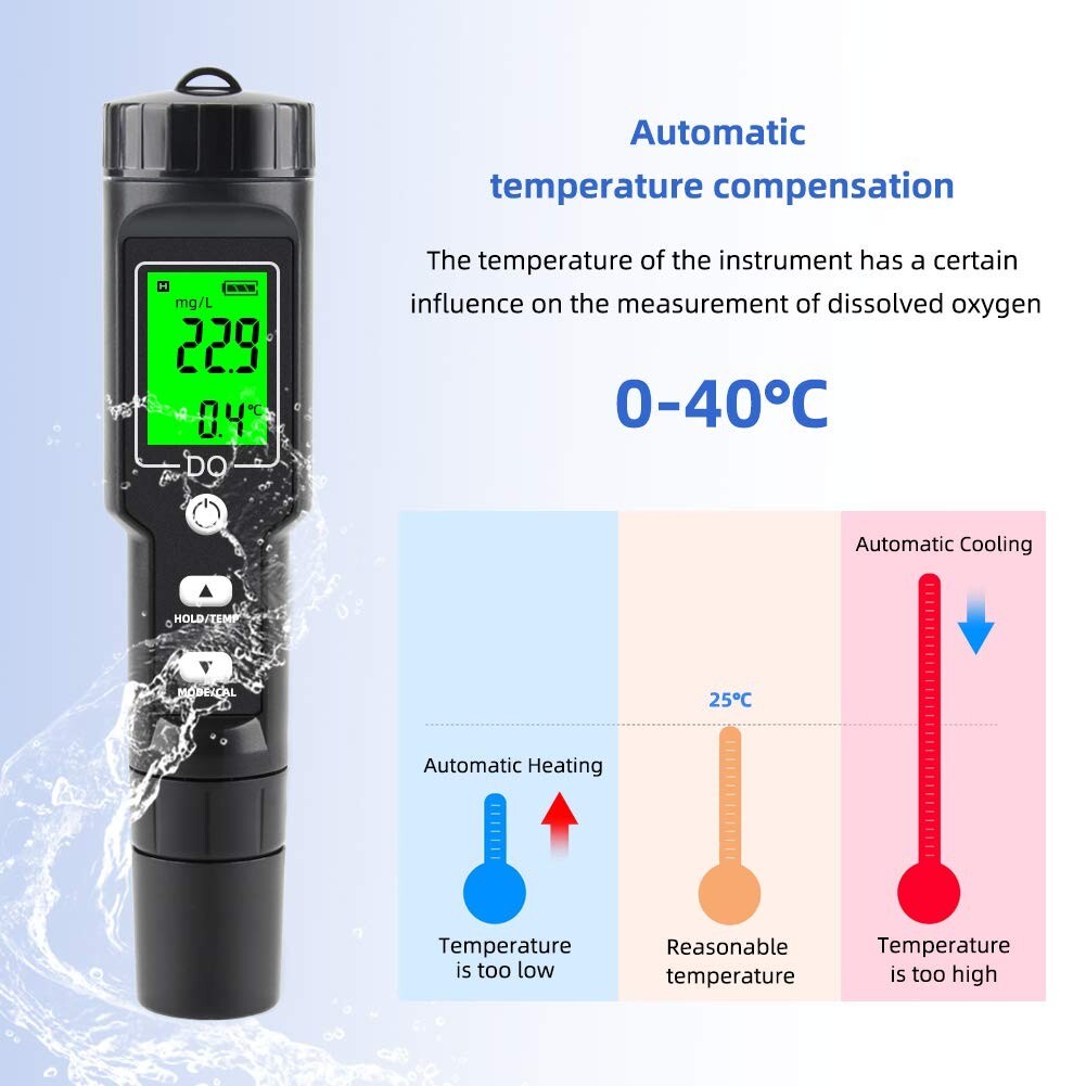 Dissolved Oxygen Meter with ATC, 0-40.00 Mg/L Measurement Range, DO Meter with..