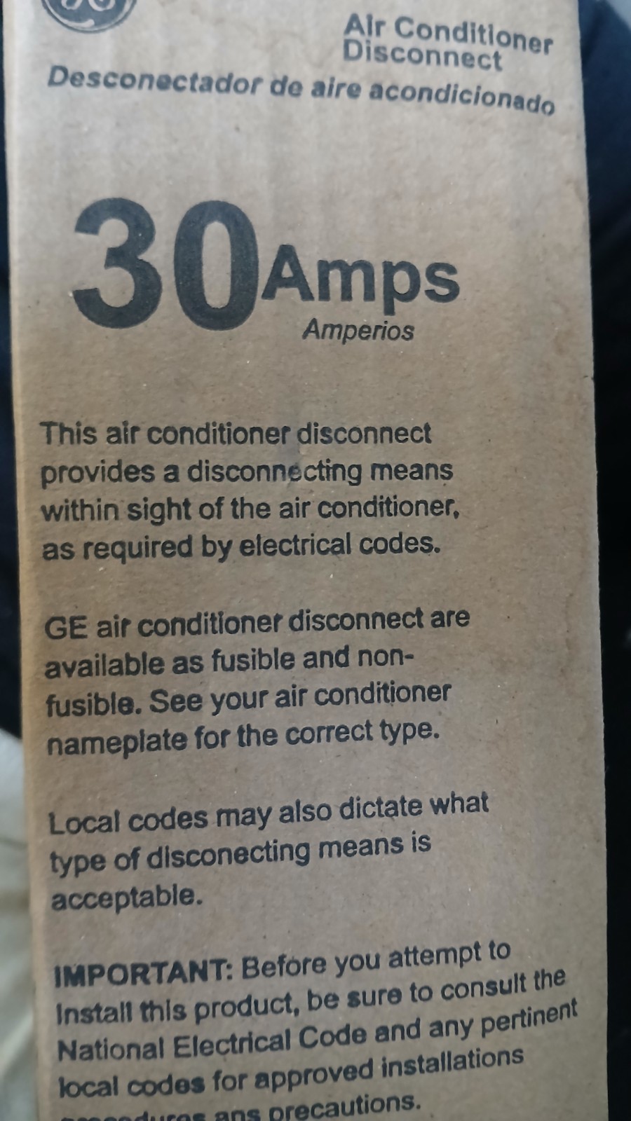 GE AC Disconnect Outdoor Switch 30A 120/240V TF30RCP