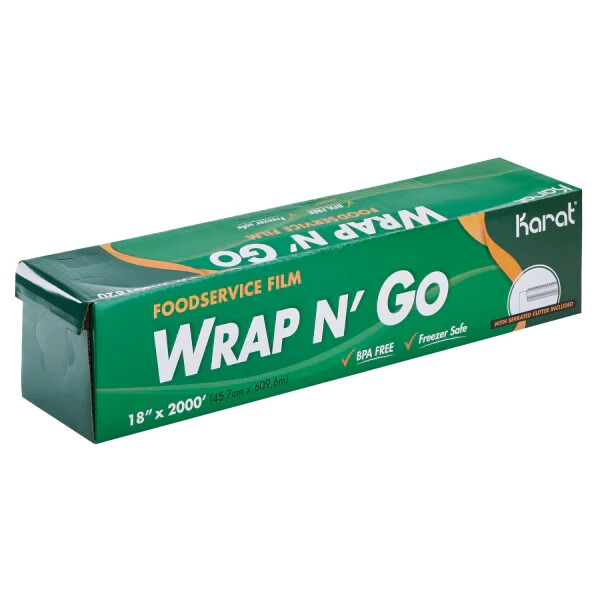Karat 18″ x 2000′ WRAP NÂ GO Foodservice Film with Serrated Cutter, C